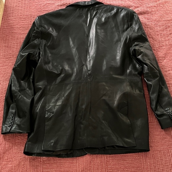 INC International Concepts Black Leather Blazer men’s size large - Picture 9 of 15
